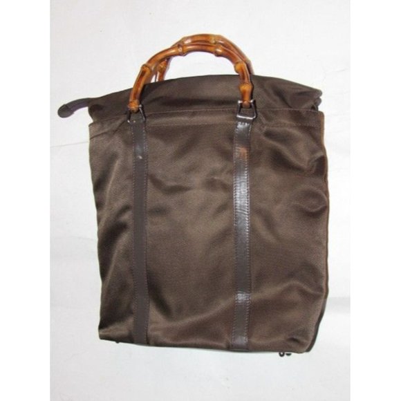 Gucci Burgundy Brown Top Handle Tote Shopper Canvas and Leather - Picture 4 of 12